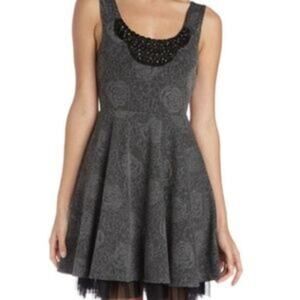Free People Black Gray Rock Princess Whimsigoth Skater Dress M